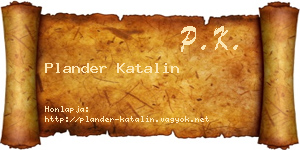 Plander Katalin névjegykártya